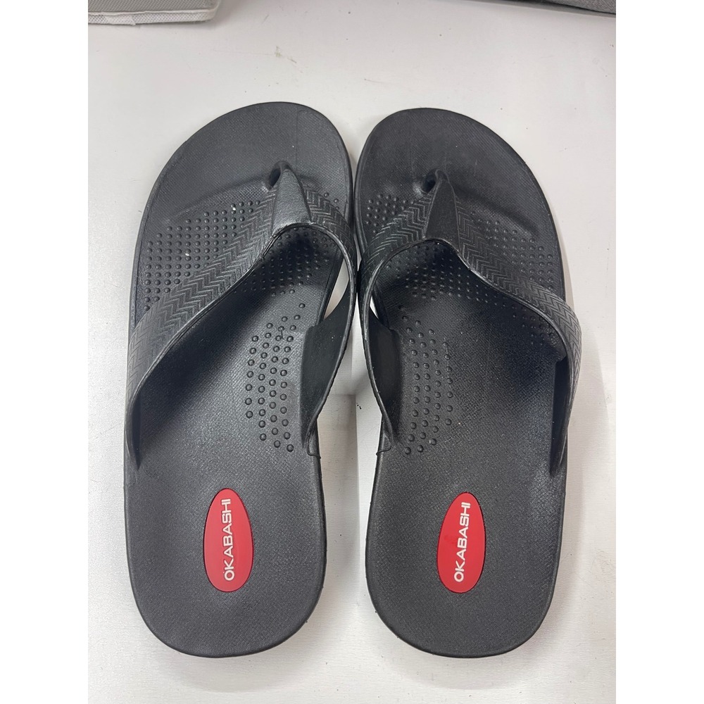 Okabashi Surf Mens Flip Flops Black Waterproof Sandals Size XL Made in USA